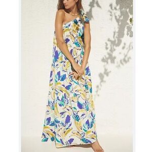 Anthropologie One-Shoulder Bow Maxi Dress size medium